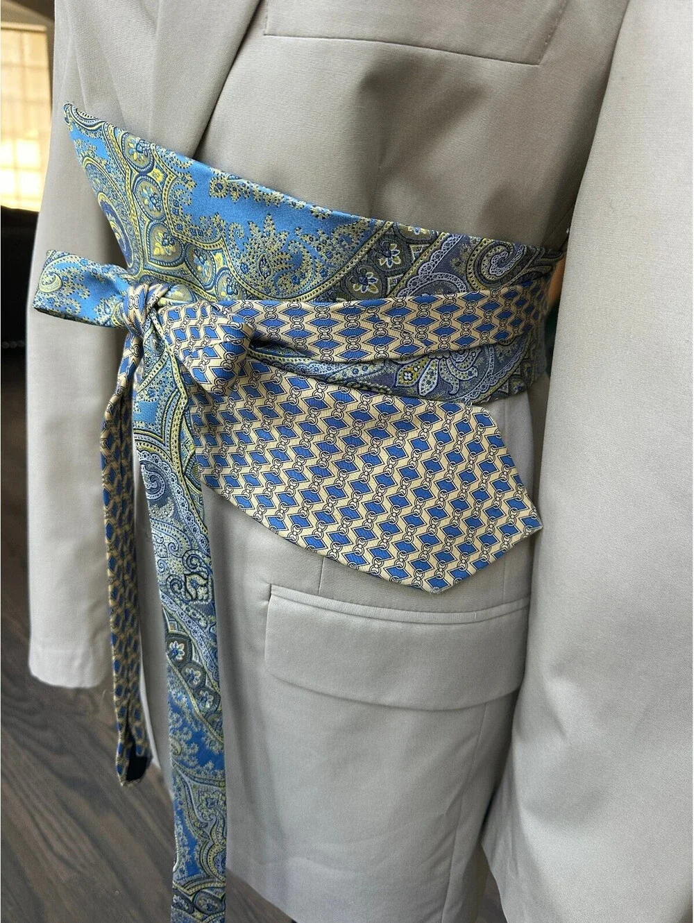 Upcycled Silk Necktie Obi Belt | Handmade Corset Style Belt | One of a Kind | OS